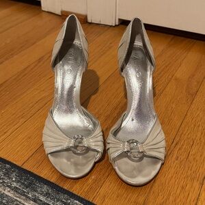 Aldo Silver Open-Toe High Heels, size 8